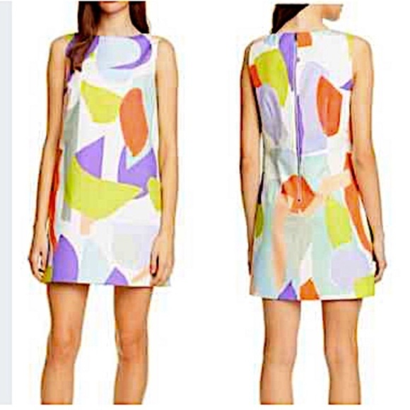 Alice + Olivia Clyde Printed Geo Collage A-Line Shift Dress NWOT - Picture 2 of 13